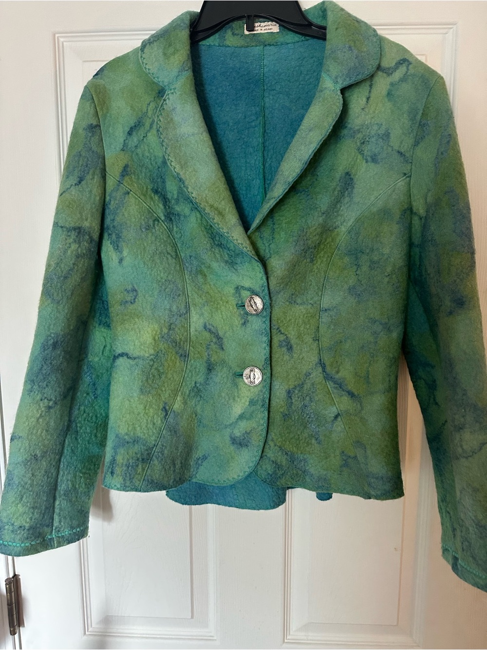 Women's Green Felted Wool Blazer Jacket